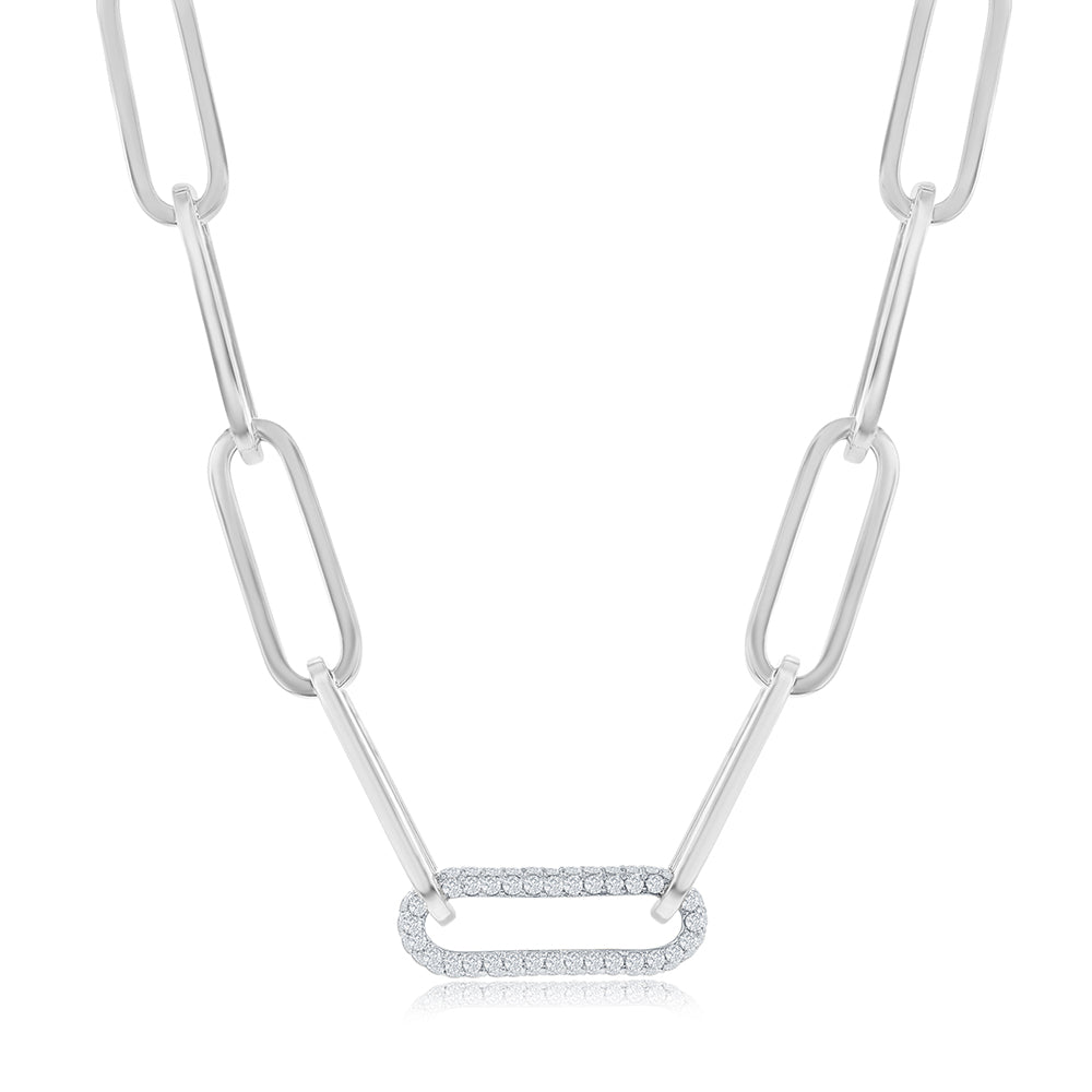 White Gold Extra Large Link Paperclip Chain Boyfriend Necklace