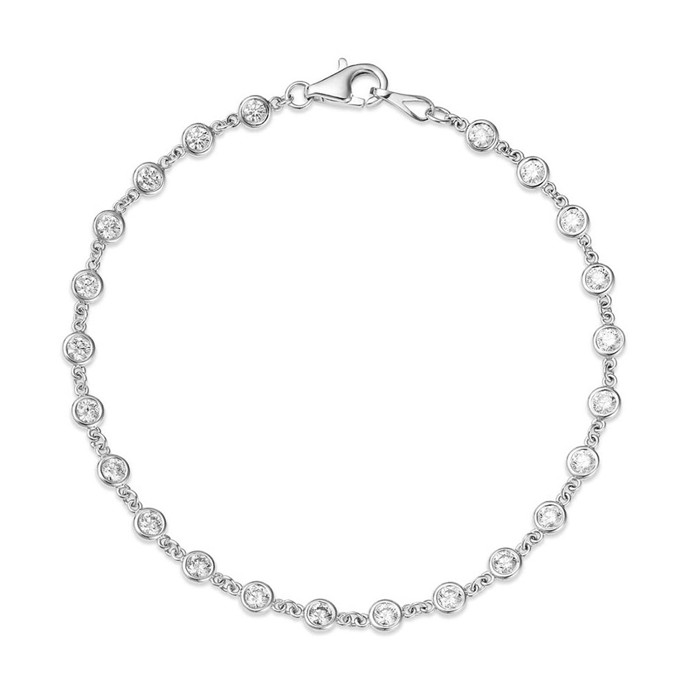 Ethos Jewelry 14 K Solid Diamond Station Bracciale con Diamanti Ethos Jewelry 14 K Solid Diamond Station Bracciale con Diamanti