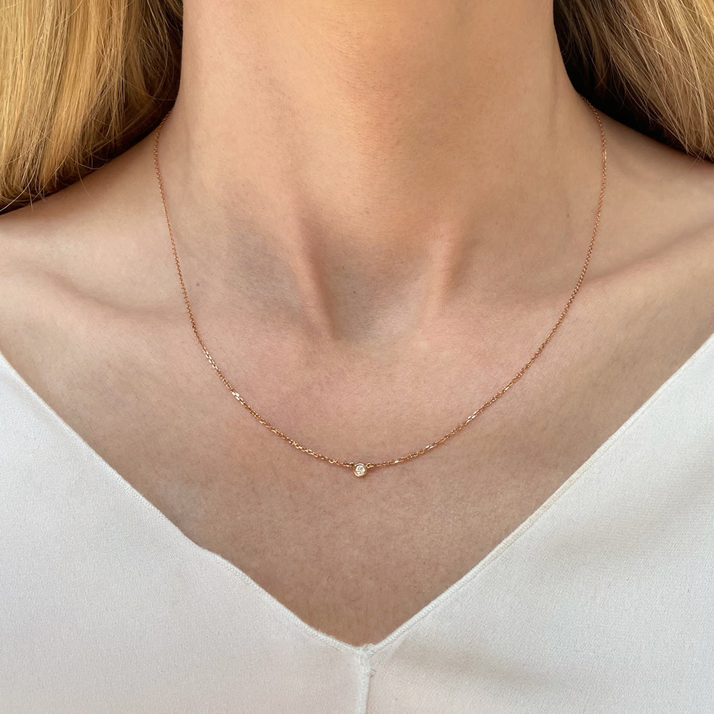 rose gold diamond solitaire necklace gold chain