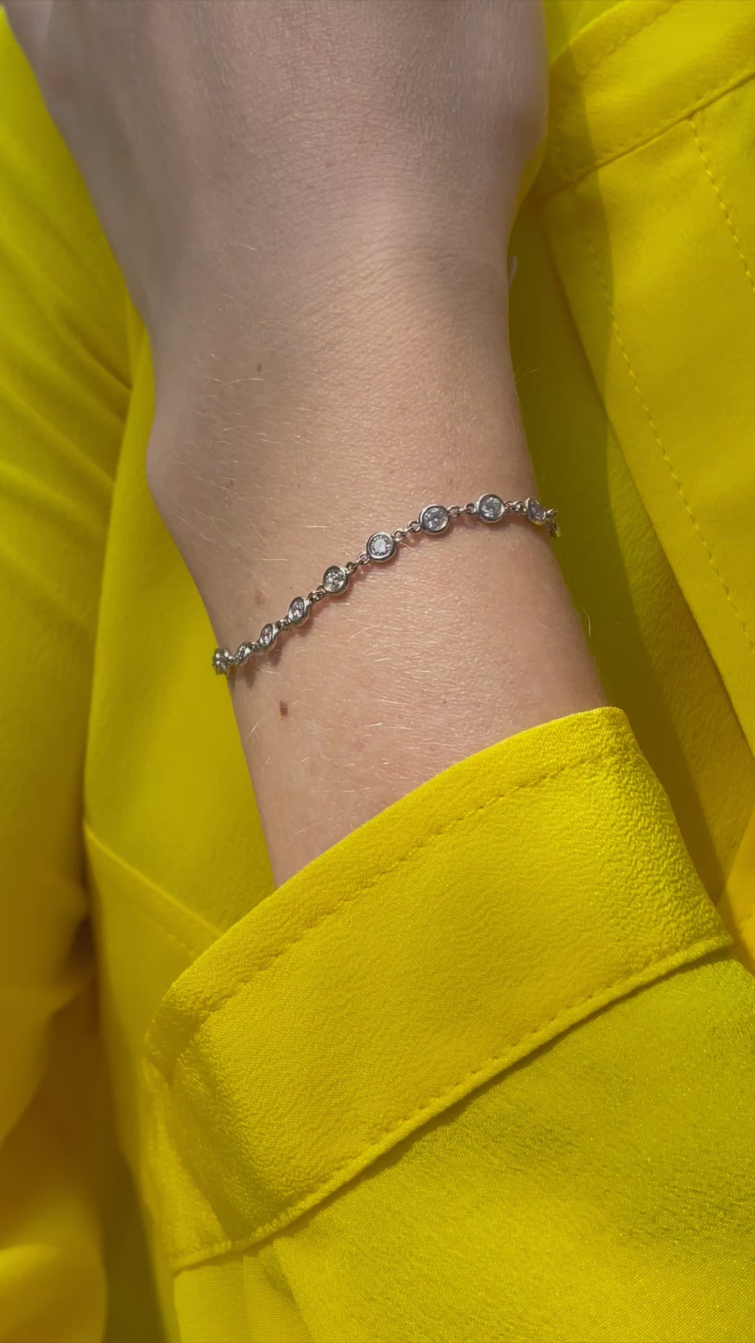 14k White Gold Bezel Set Diamond Station Bracelet - 1.60 carats