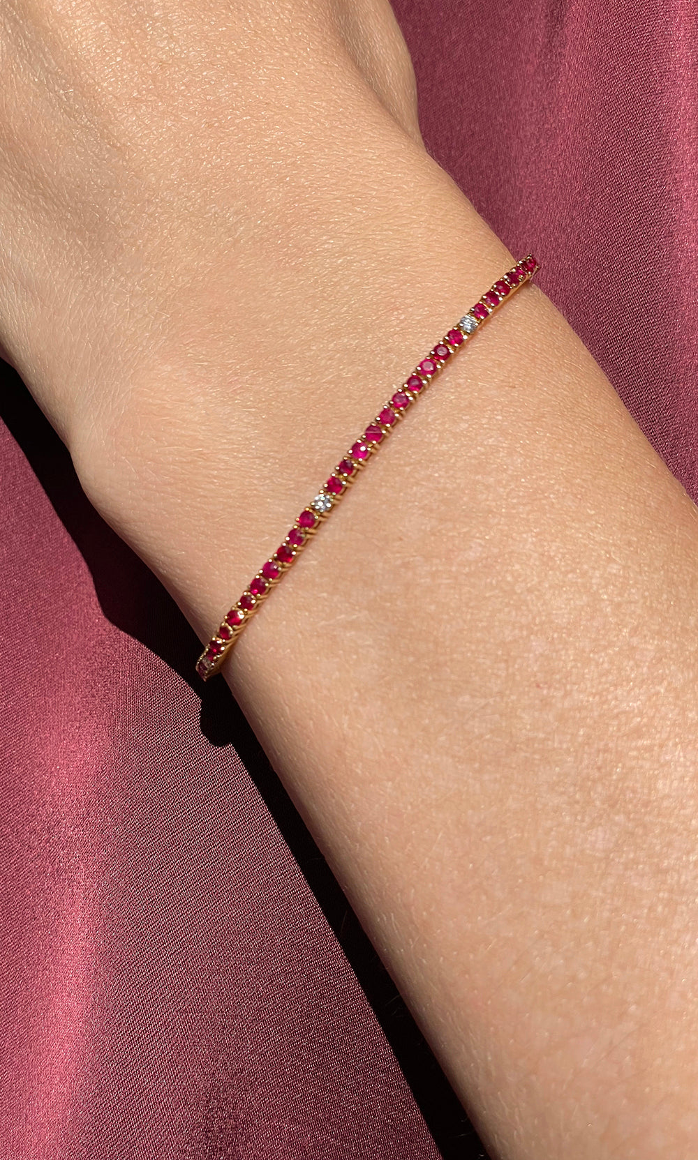 Bracelet Main Dolly-Bijoux - Rubis Marquise & Diamant Cz, Plaqué Or 18K, NEUF