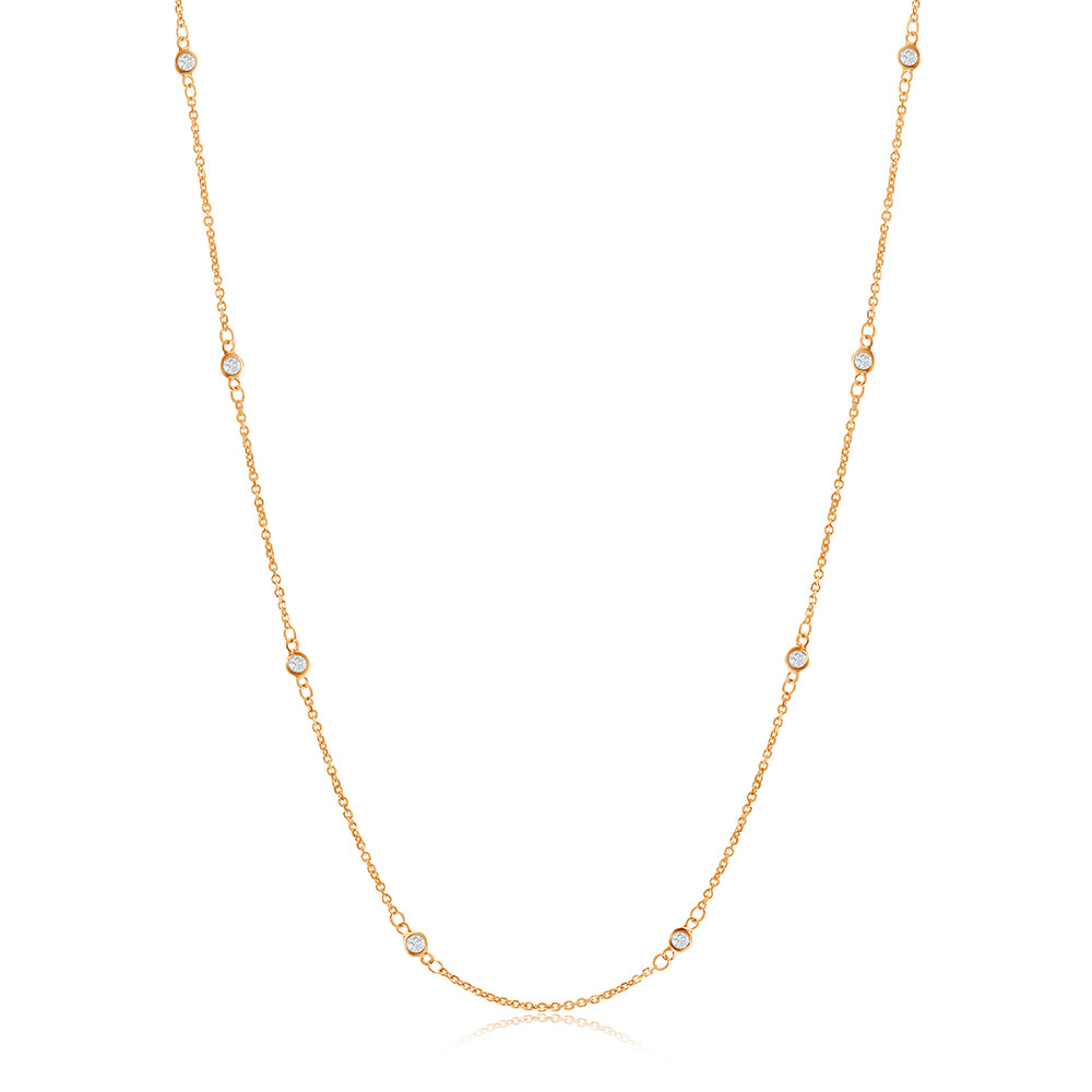 Bezel Set Diamond Station Necklace 