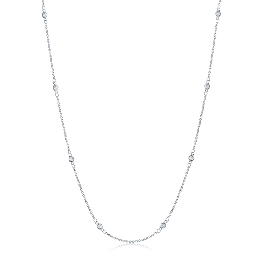 Bezel Set Diamond Station Necklace 