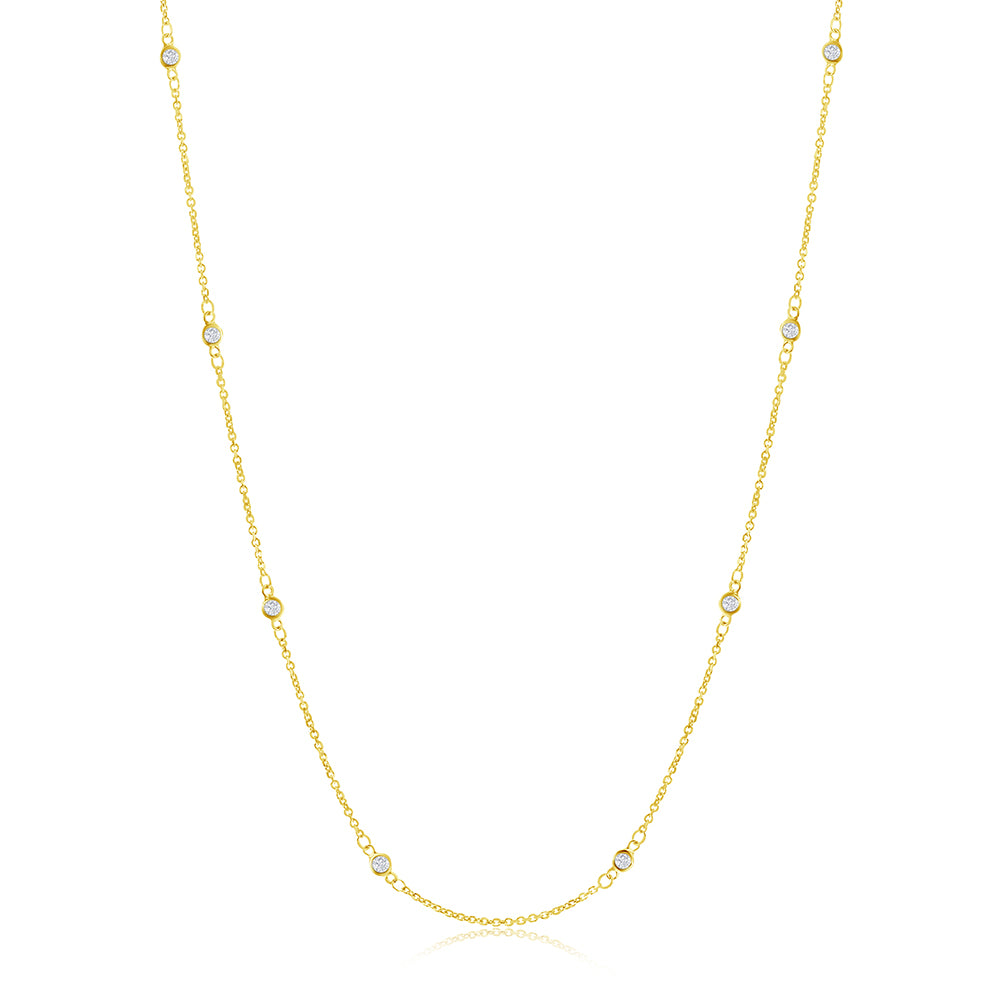 Bezel Set Diamond Station Necklace 