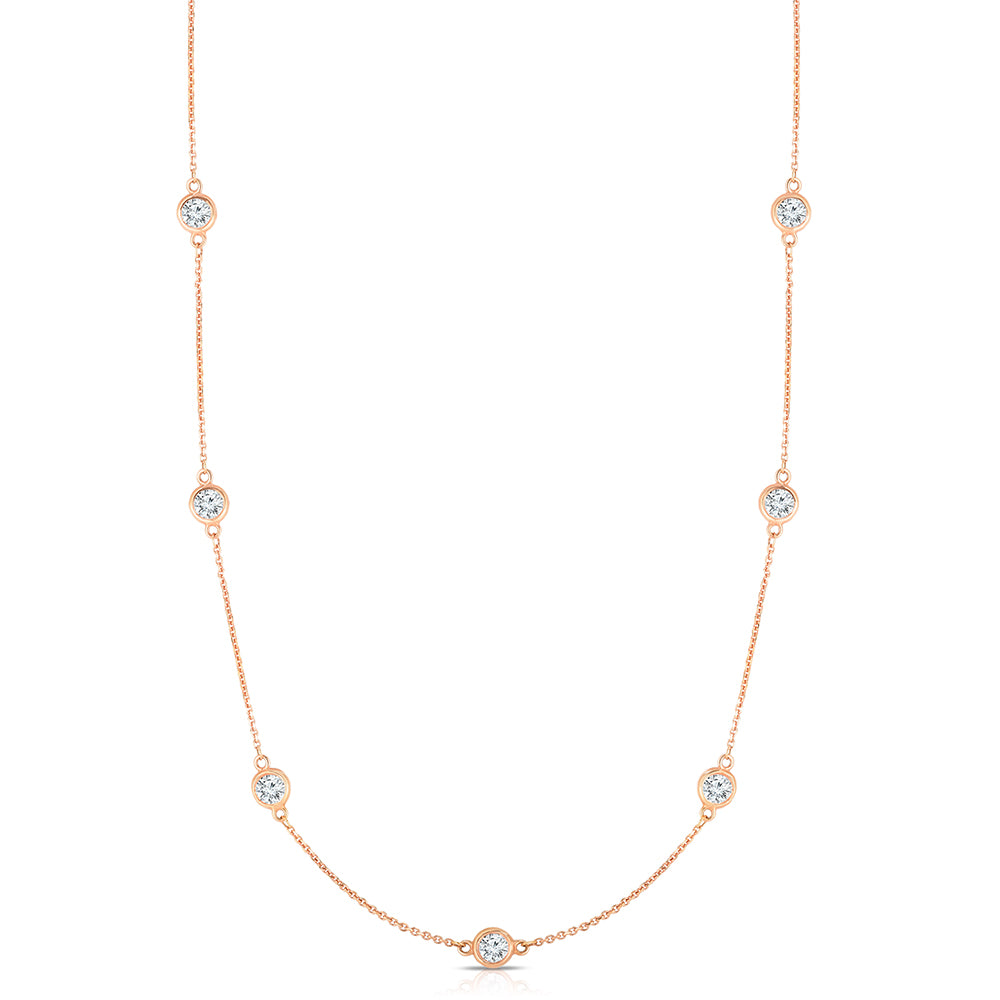 Bezel Set Diamond Station Necklace 