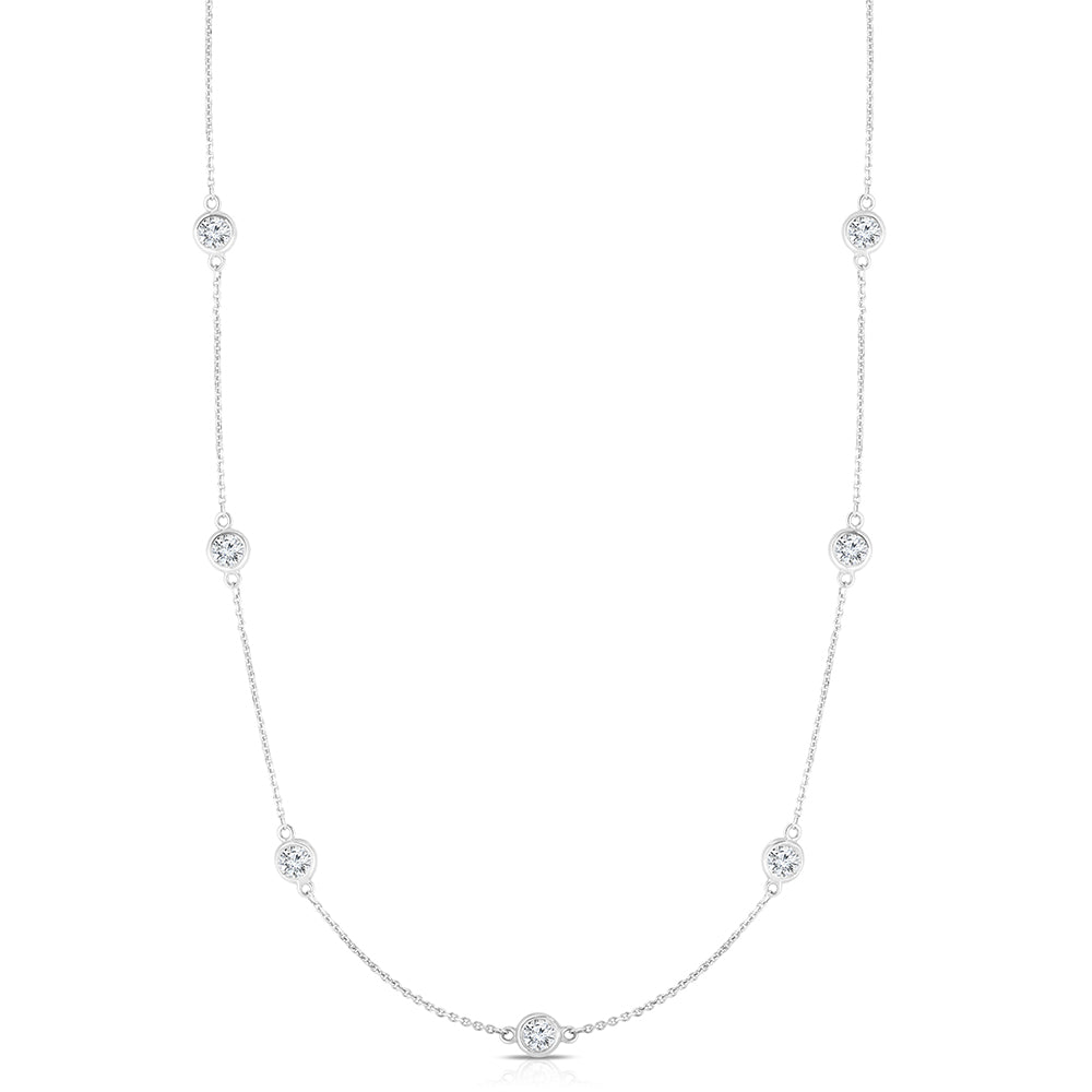 Bezel Set Diamond Station Necklace 