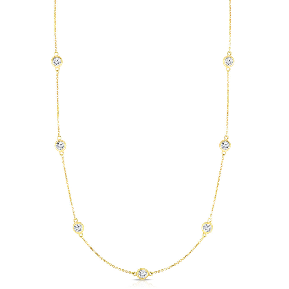 Bezel Set Diamond Station Necklace 