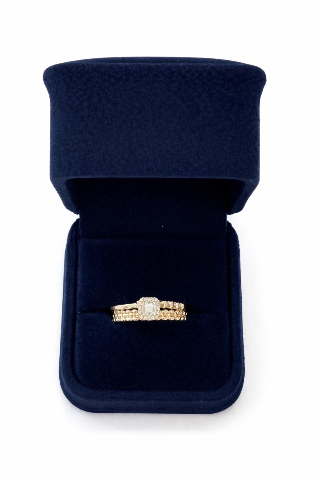14K Yellow Gold Emerald-Cut Diamond Halo Ring, 0.25 TCW