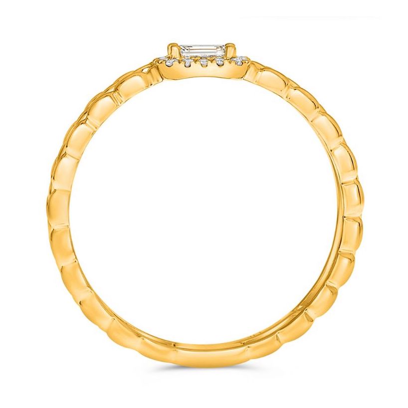 14K Yellow Gold Emerald-Cut Diamond Halo Ring, 0.25 TCW