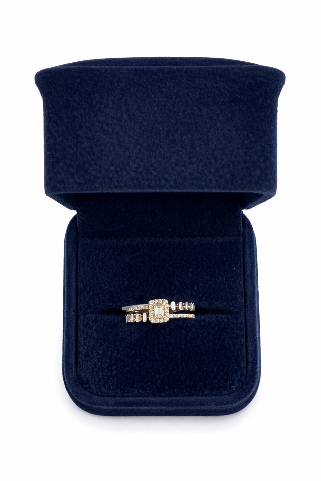 14K Yellow Gold Emerald-Cut Diamond Ring with Baguette & Round Diamonds, 0.47 TCW