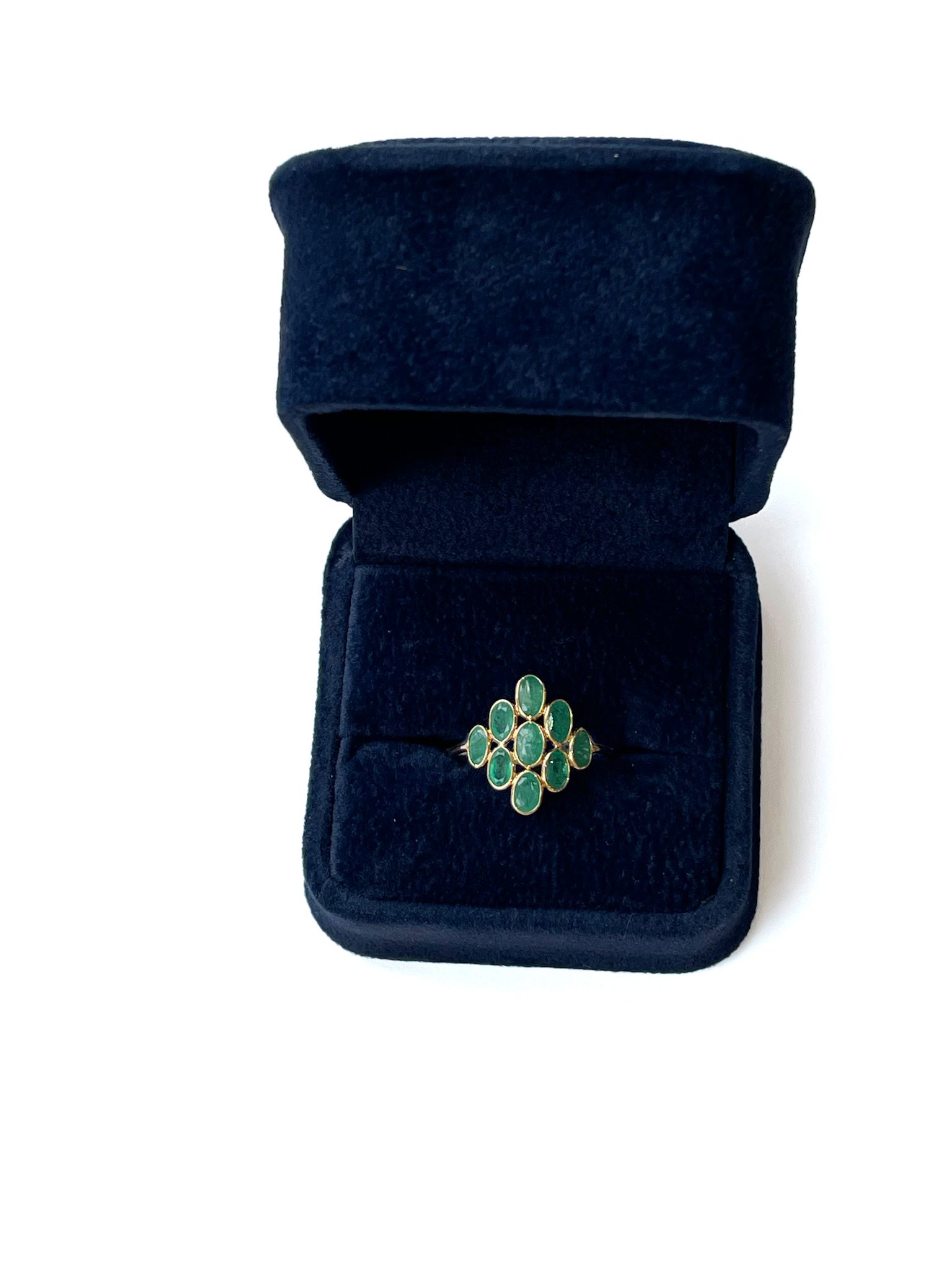 14K Yellow Gold Emerald Cluster Ring, 2.05 TCW