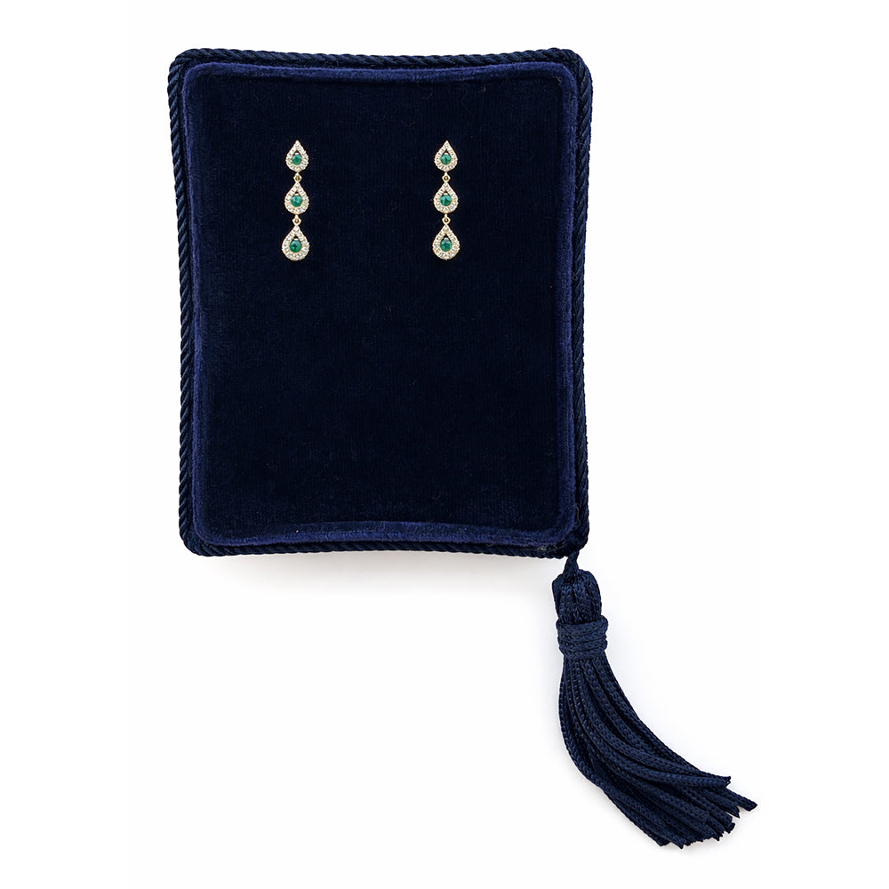14K Yellow Gold Emerald & Diamond Teardrop Drop Earrings, 0.59 TCW