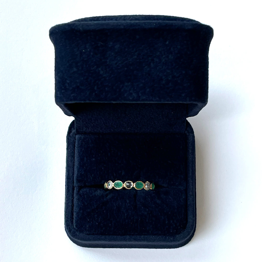 14K Yellow Gold Emerald & White Sapphire Eternity Band - 1.95 Carat Total Weight