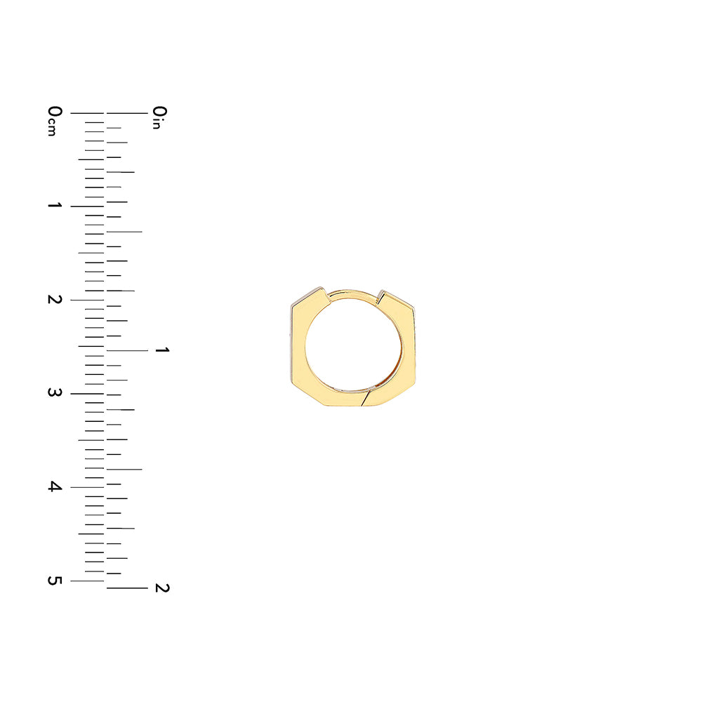 14K Yellow Gold Heptagon Polished Huggie Hoop Earrings