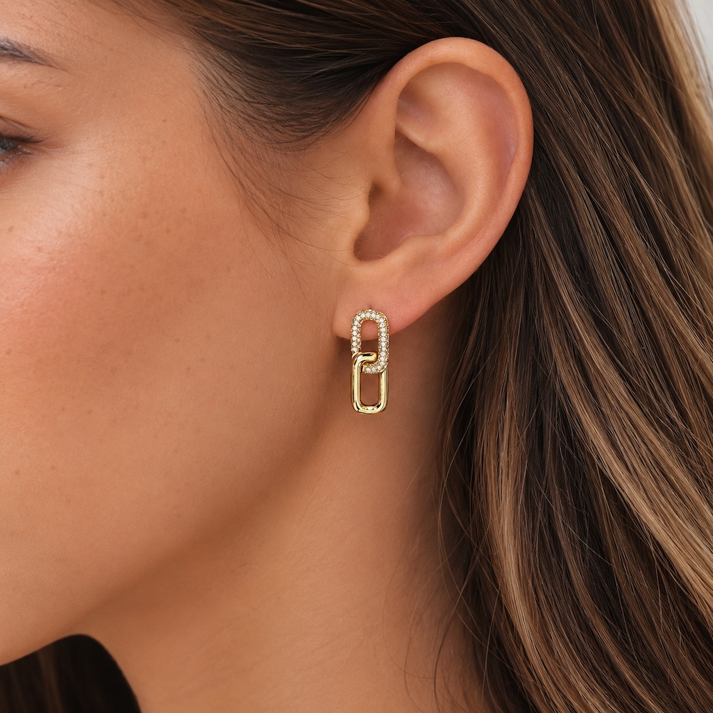 14K Yellow Gold Paperclip Diamond Earrings – 0.46 Carats