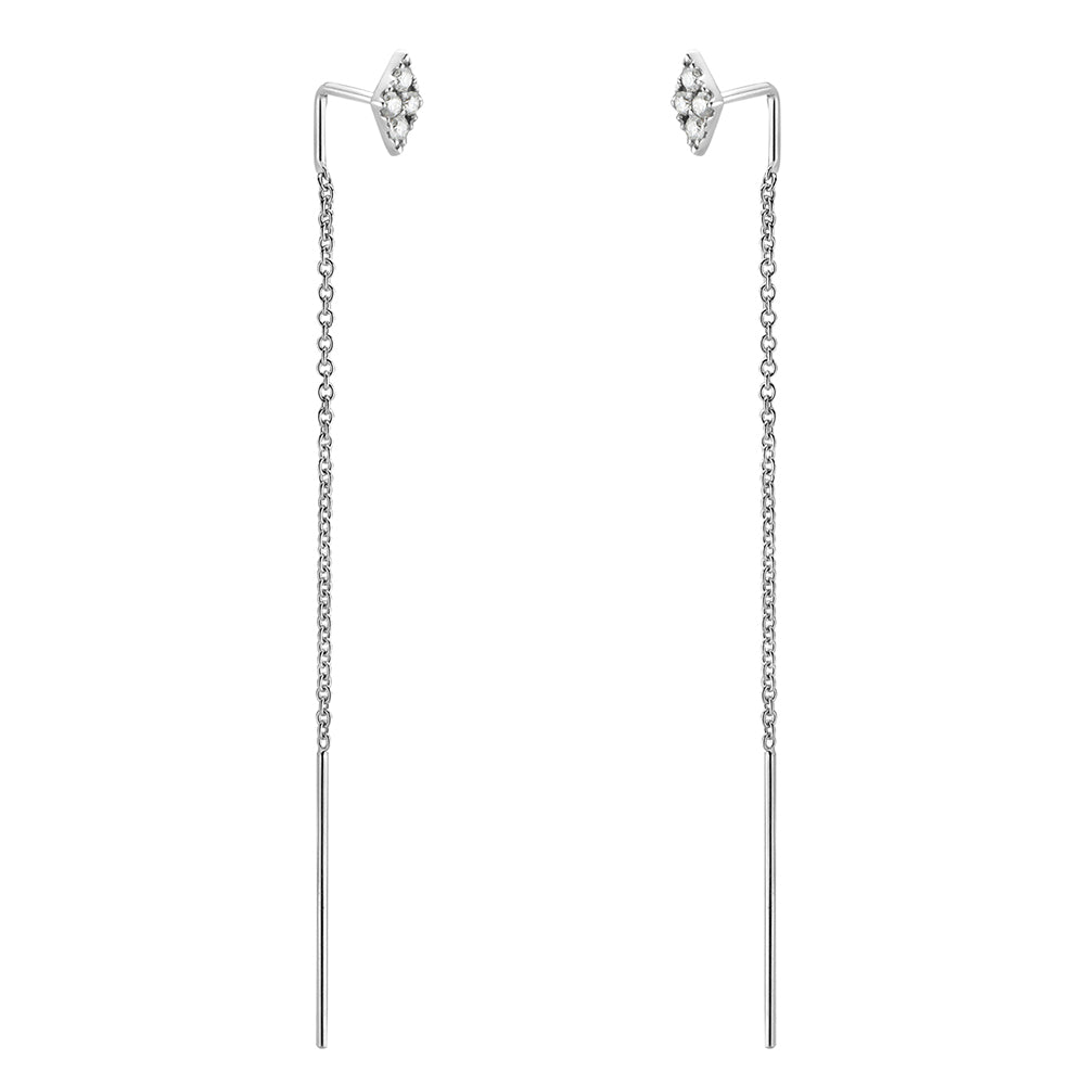 Diamond Threader Earrings | 0.14 TCW | 14K White or Yellow Gold