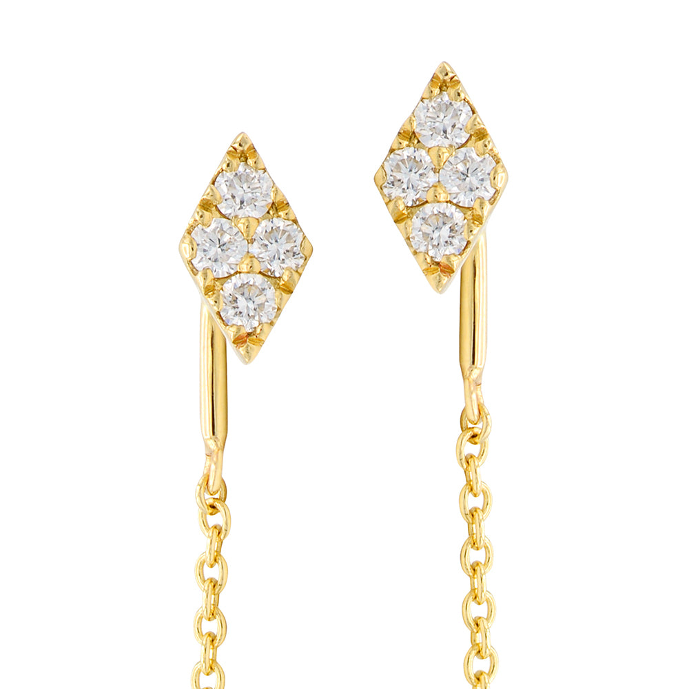 Diamond Threader Earrings | 0.14 TCW | 14K White or Yellow Gold