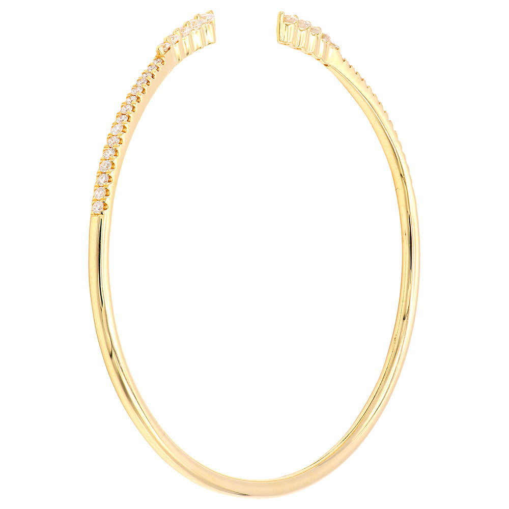 14K Yellow Gold and Diamond Jupiter Hard Bangle