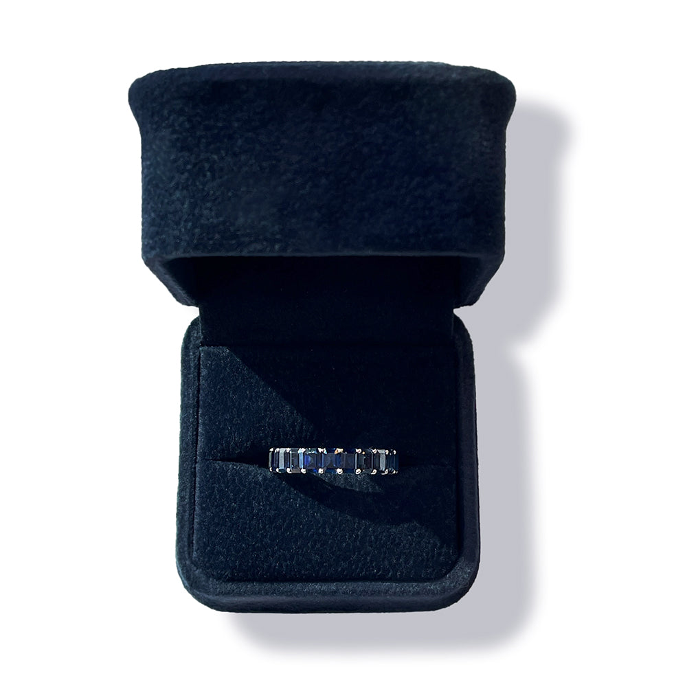 18K White Gold Blue Sapphire Eternity Band – 7.43 TCW