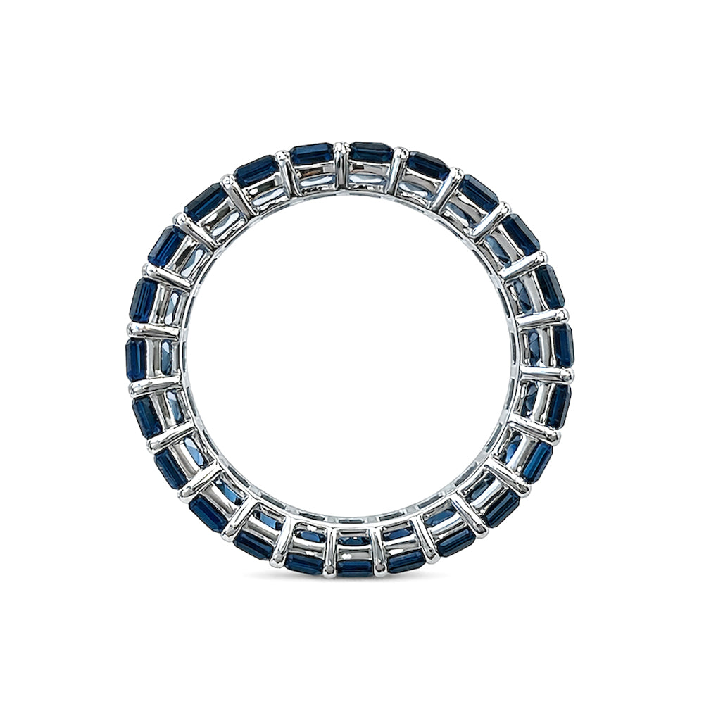 18K White Gold Blue Sapphire Eternity Band – 7.43 TCW