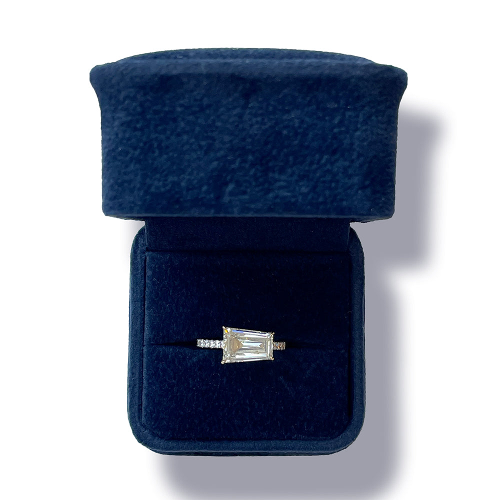 18K Yellow Gold Fancy Tapered Diamond Ring – 2.74 Carat Center with Pavé Diamonds