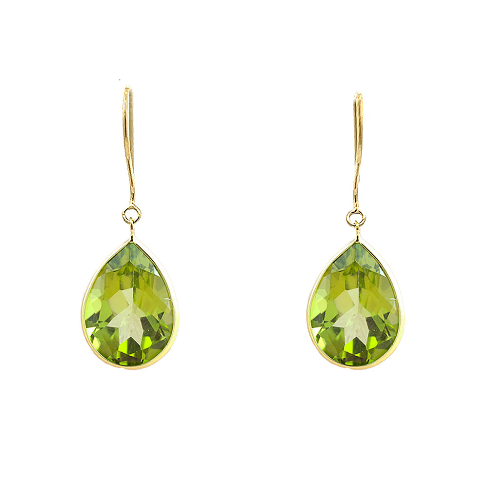 18K Yellow Gold Pear-Shaped Peridot Earrings