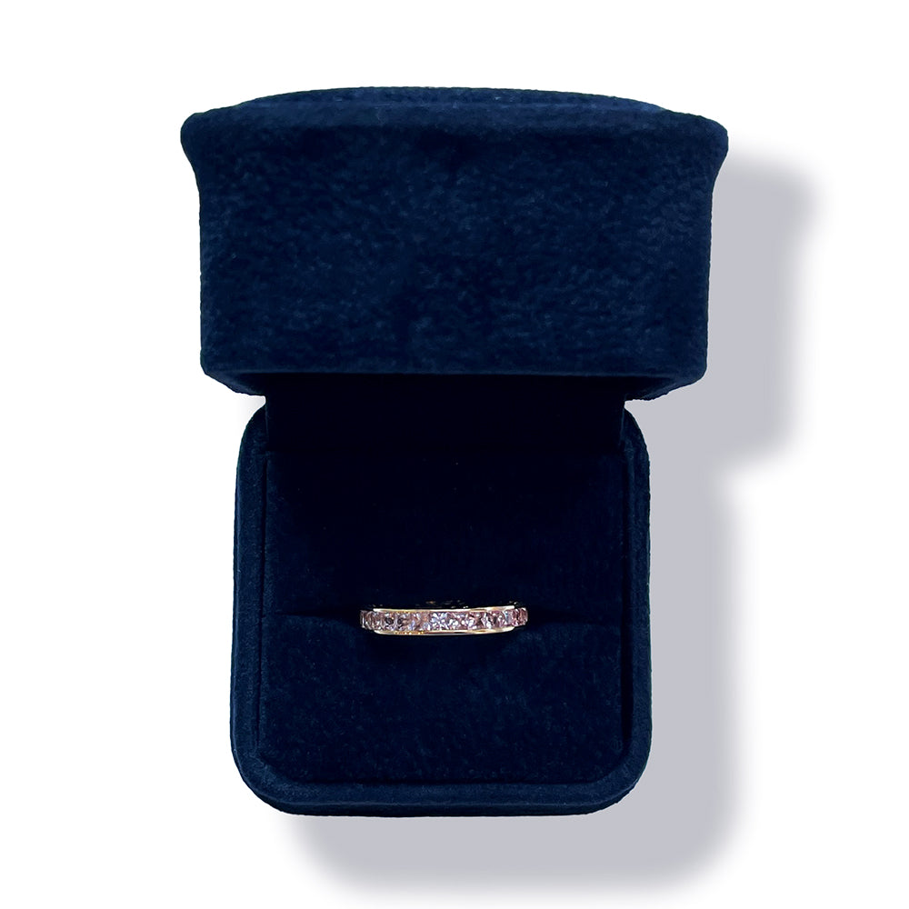 18K Yellow Gold Princess Cut Pink Sapphire Eternity Band – 3.05 Carats