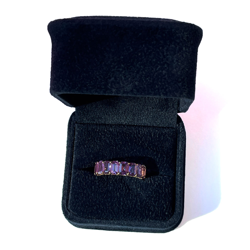18K Yellow Gold Purple Sapphire & Diamond Eternity Band