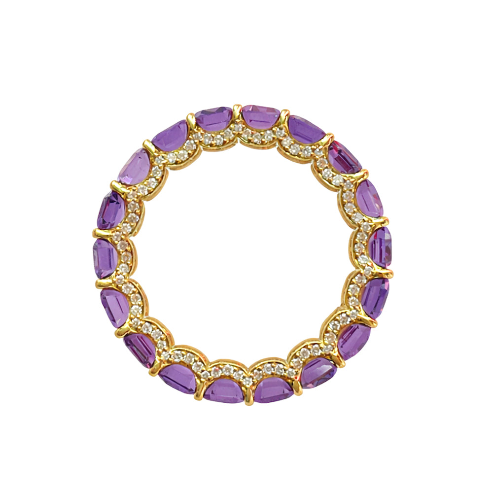 18K Yellow Gold Purple Sapphire & Diamond Eternity Band