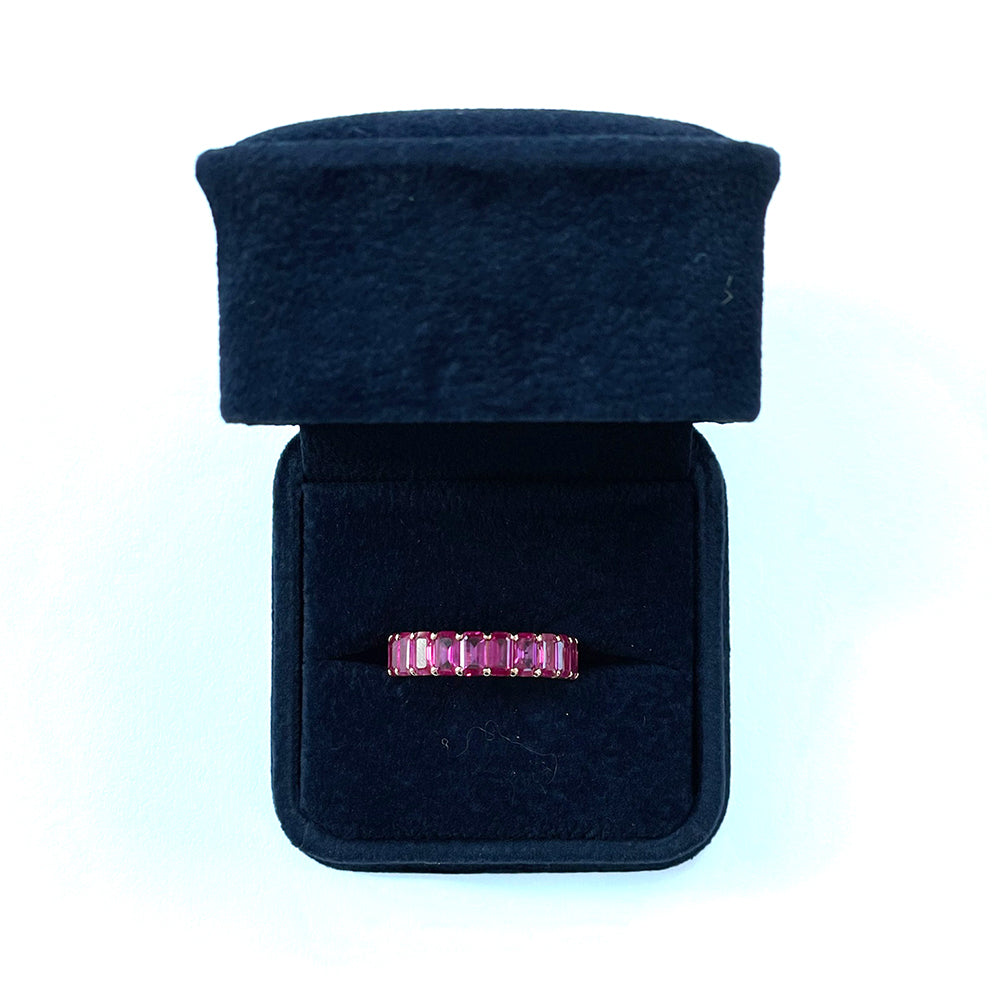 18K Yellow Gold Ruby Eternity Band – 6.39 Carat Total Weight