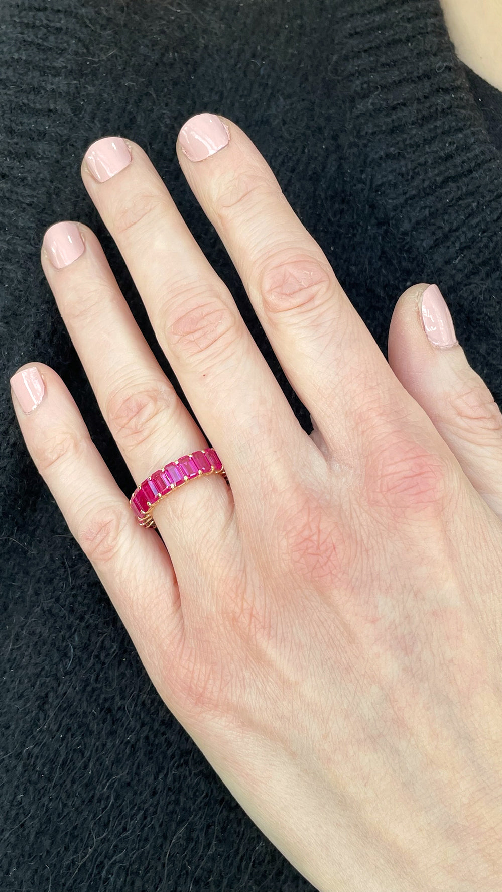 18K Yellow Gold Ruby Eternity Band – 6.39 Carat Total Weight
