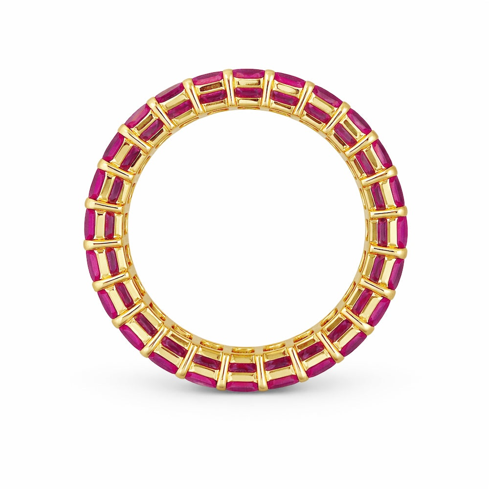 18K Yellow Gold Ruby Eternity Band – 6.39 Carat Total Weight