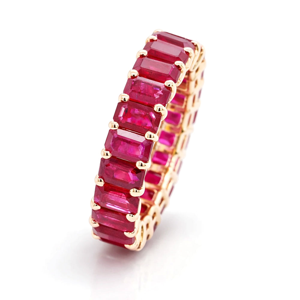 18K Yellow Gold Ruby Eternity Band – 6.39 Carat Total Weight