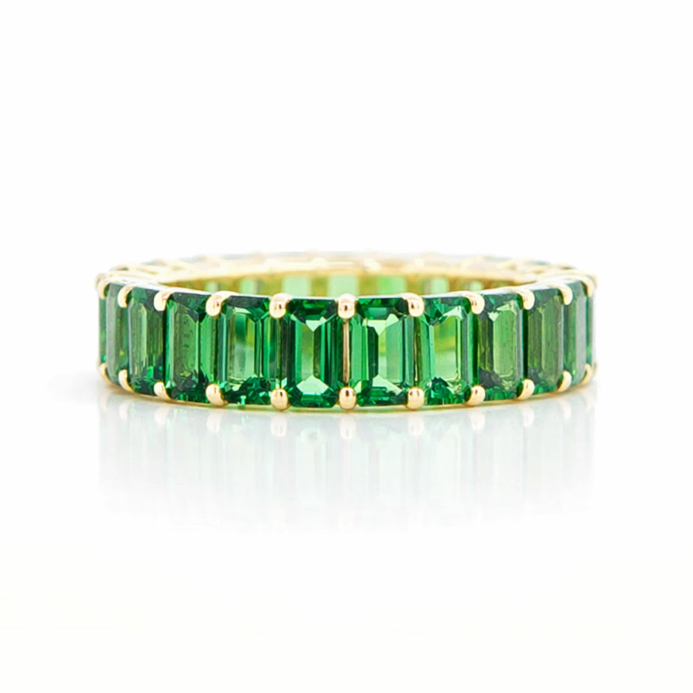 18K Yellow Gold Tsavorite Eternity Band – 5.94 TCW