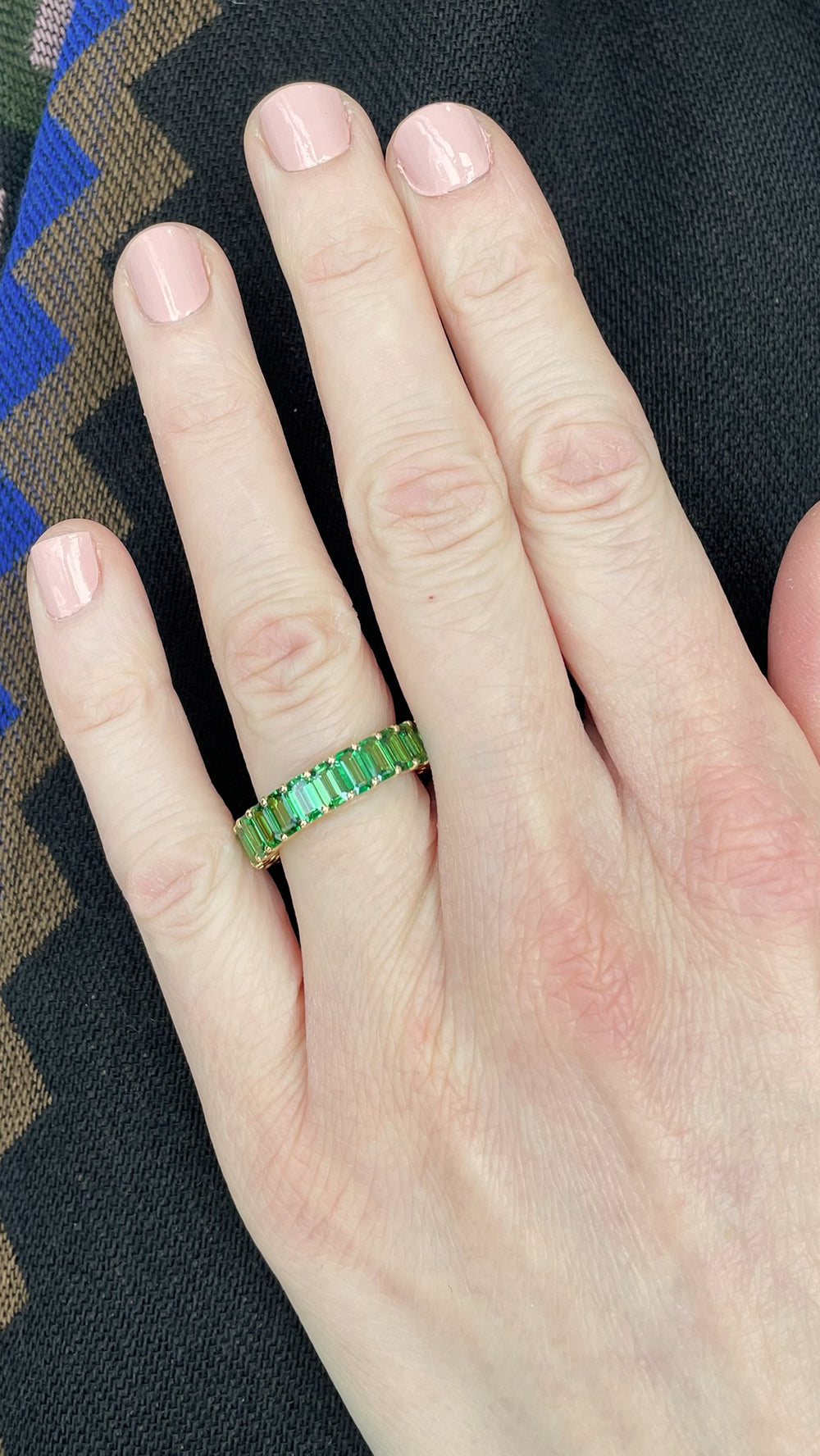 18K Yellow Gold Tsavorite Eternity Band – 5.94 TCW