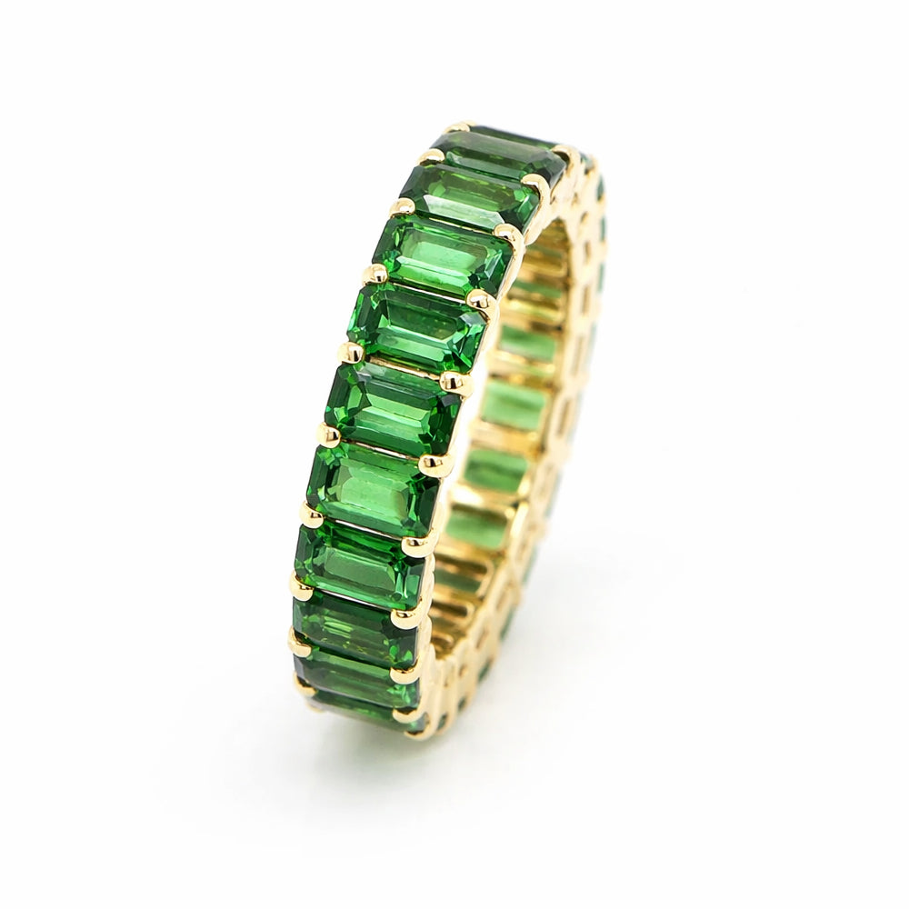 18K Yellow Gold Tsavorite Eternity Band – 5.94 TCW