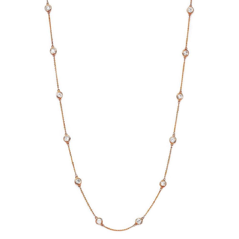 Bezel Set Diamond Station Necklace 