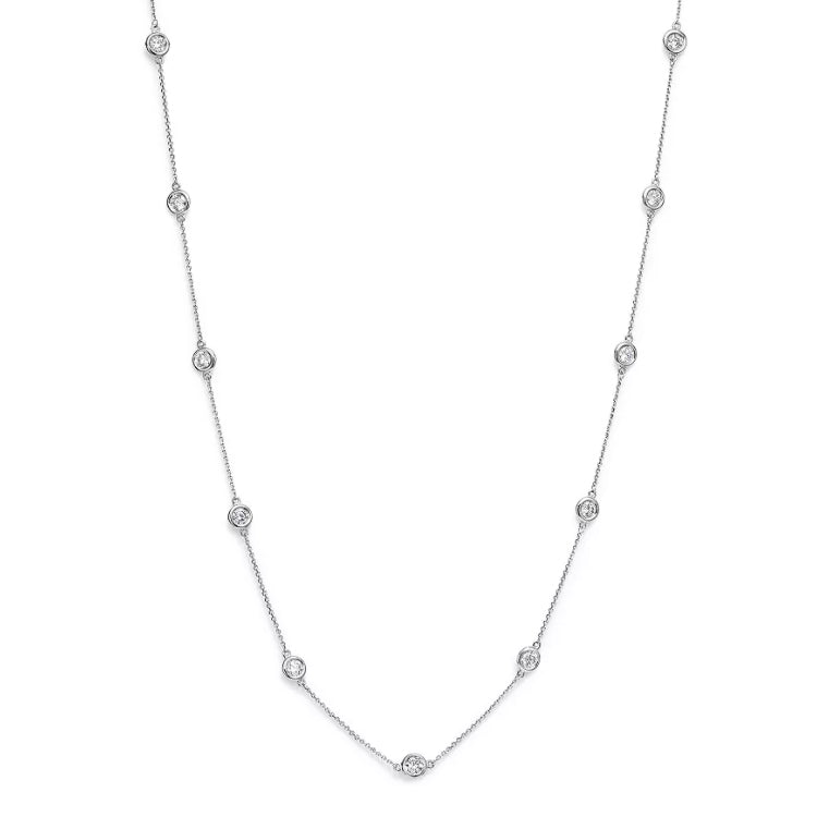 Bezel Set Diamond Station Necklace 