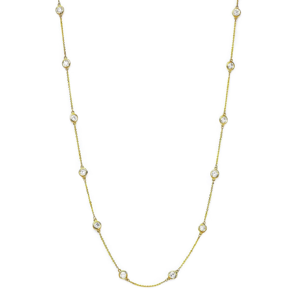 Bezel Set Diamond Station Necklace 
