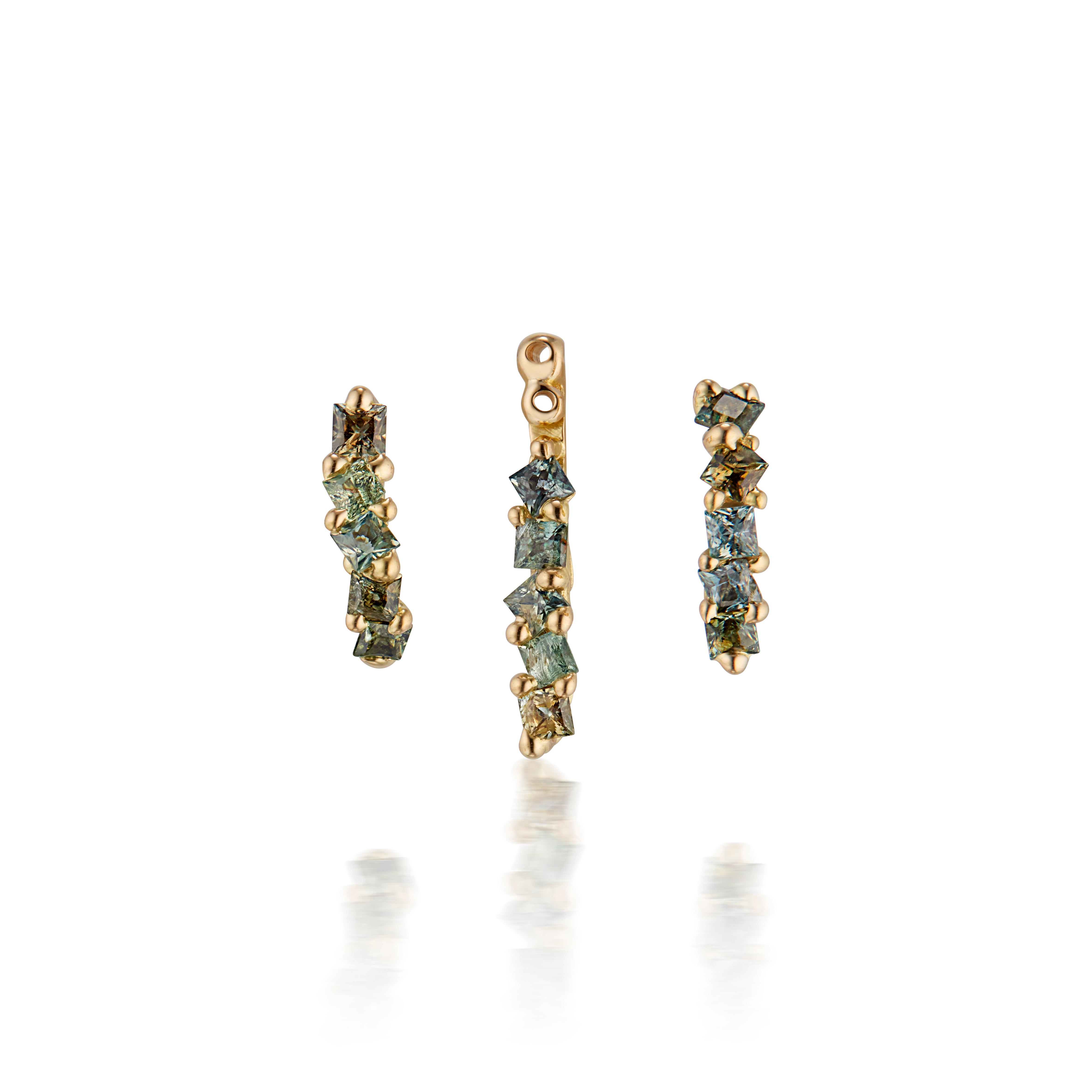 14K Yellow Gold Green Sapphire Climbing Earring – One-of-a-Kind by Jayne Moore