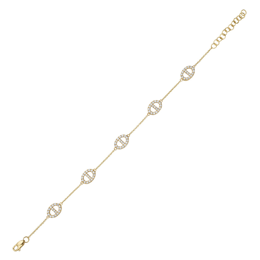 Yellow Gold and Diamond Mariner Link Station Bracelet