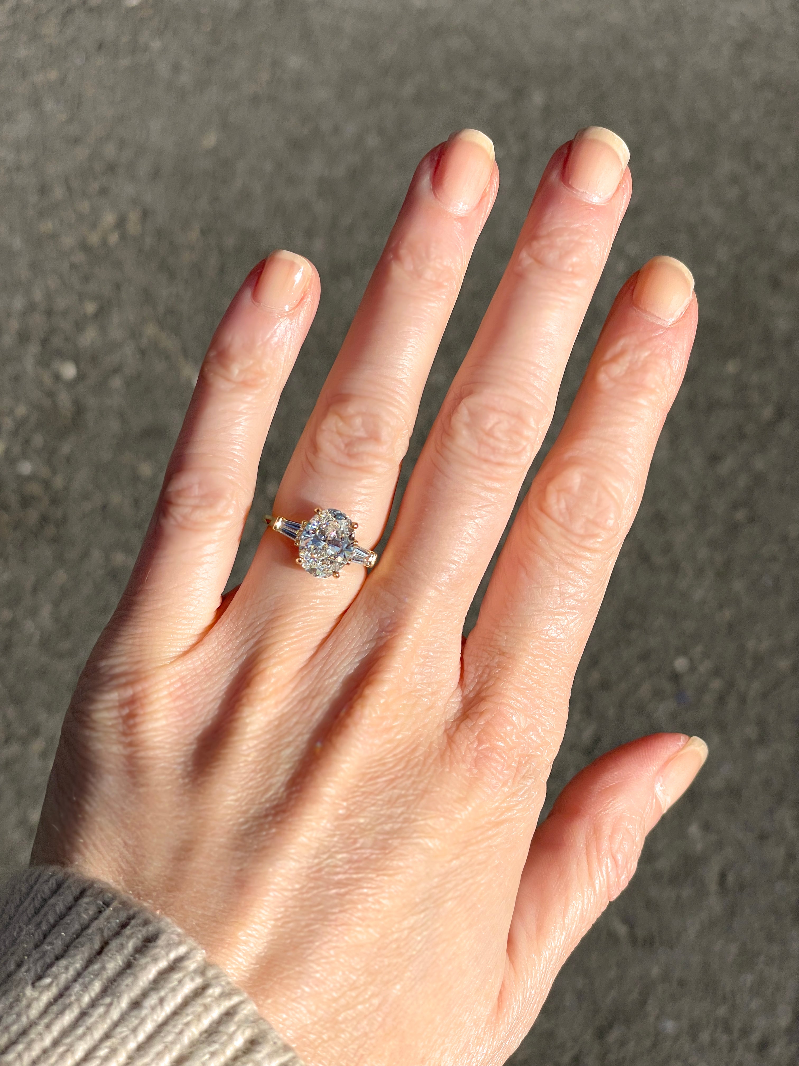 3 Carat Oval Cut Three Stone Flush Fitting Diamond Engagement Ring | Marisa Perry by Douglas Elliott