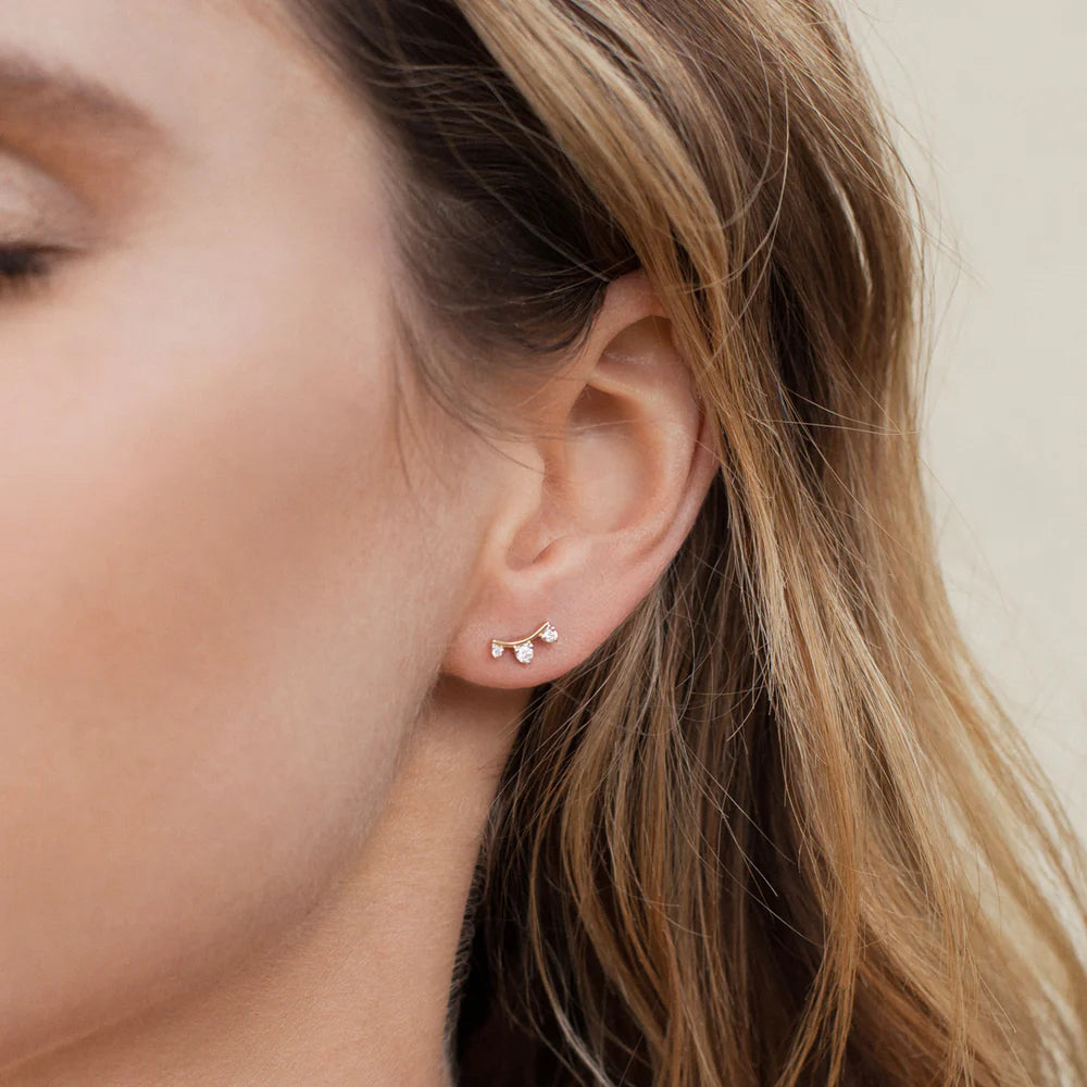 3 Diamond Amigos Curve Post Earrings | Adina Reyter