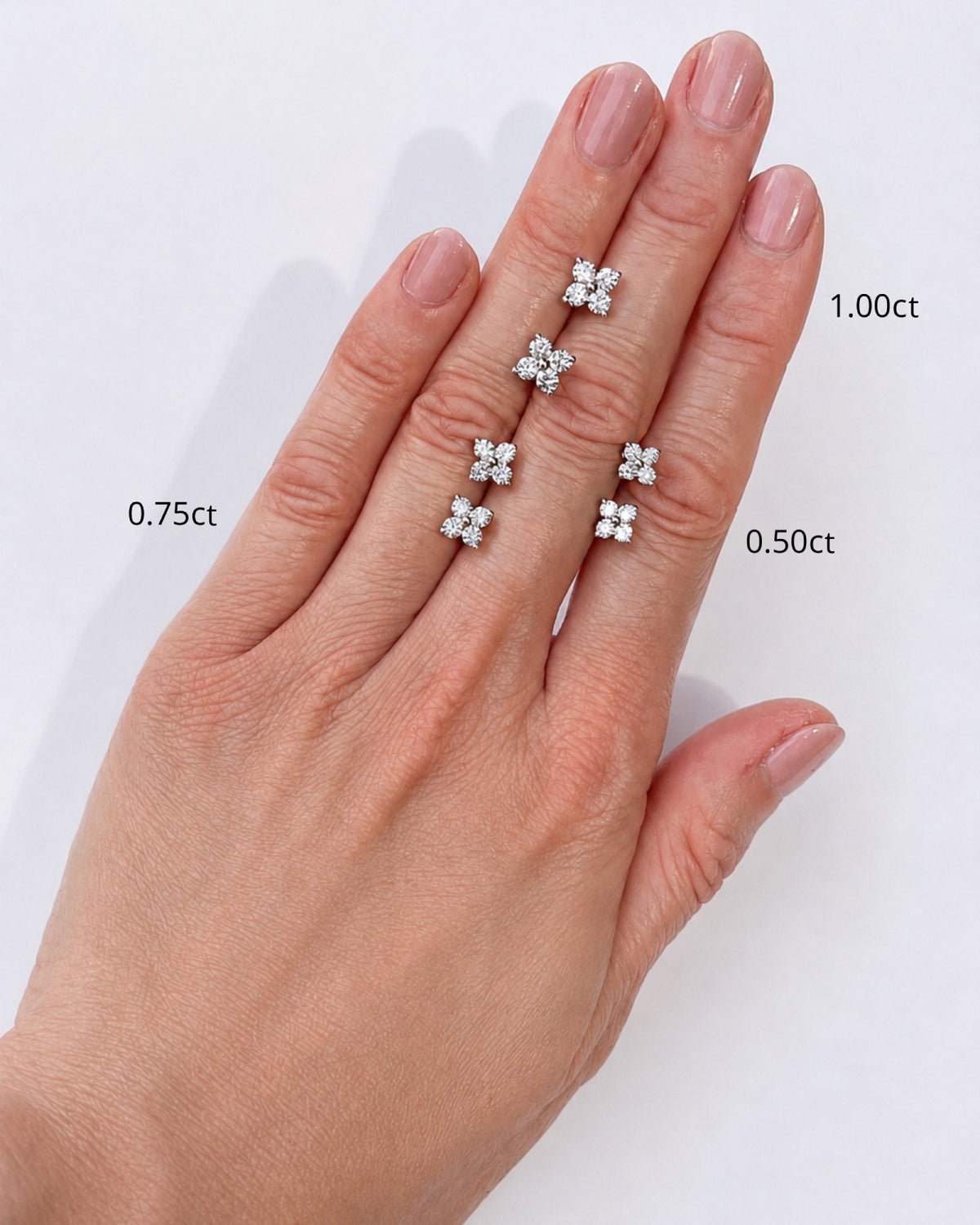 4-Petal Diamond Cluster Stud Earrings | 0.50 CTW | 14K White or Yellow Gold