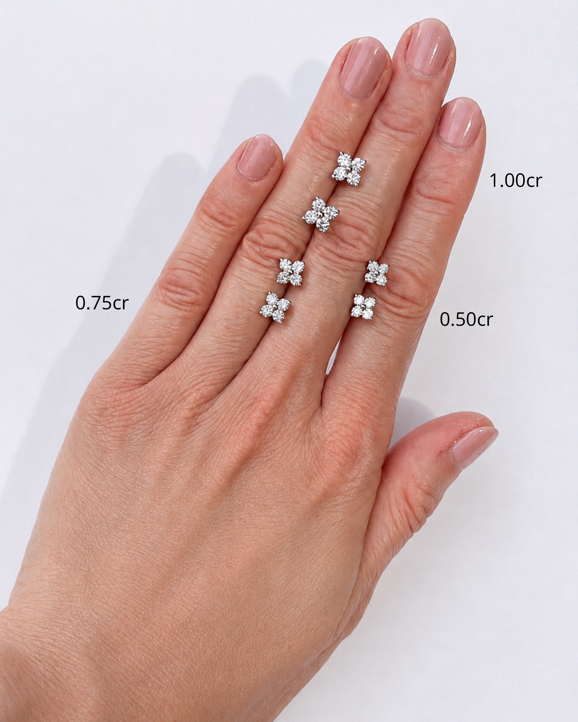 4-Petal Diamond Cluster Stud Earrings | 0.50 CTW | 14K White or Yellow Gold