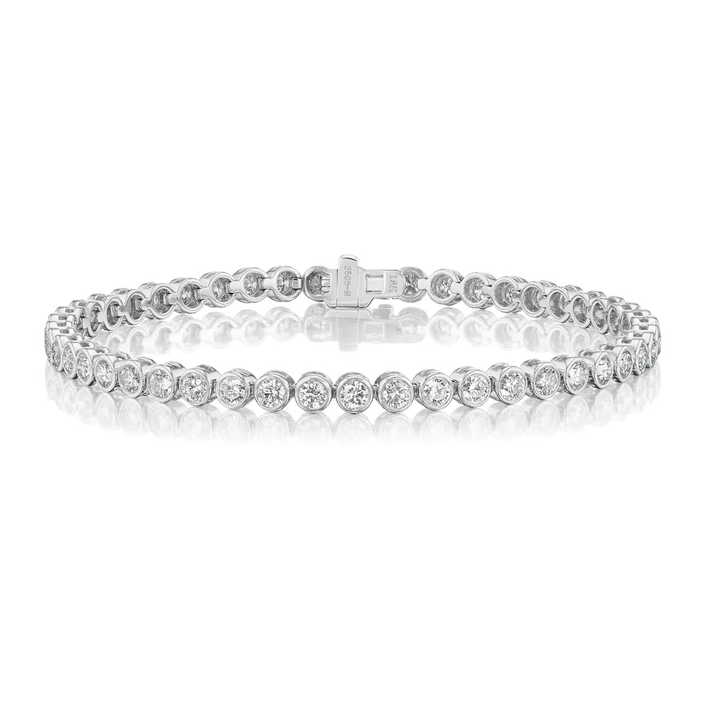 Bezel Set Diamond Tennis Bracelet – 5.47 Total Carat Weight | 18K White Gold