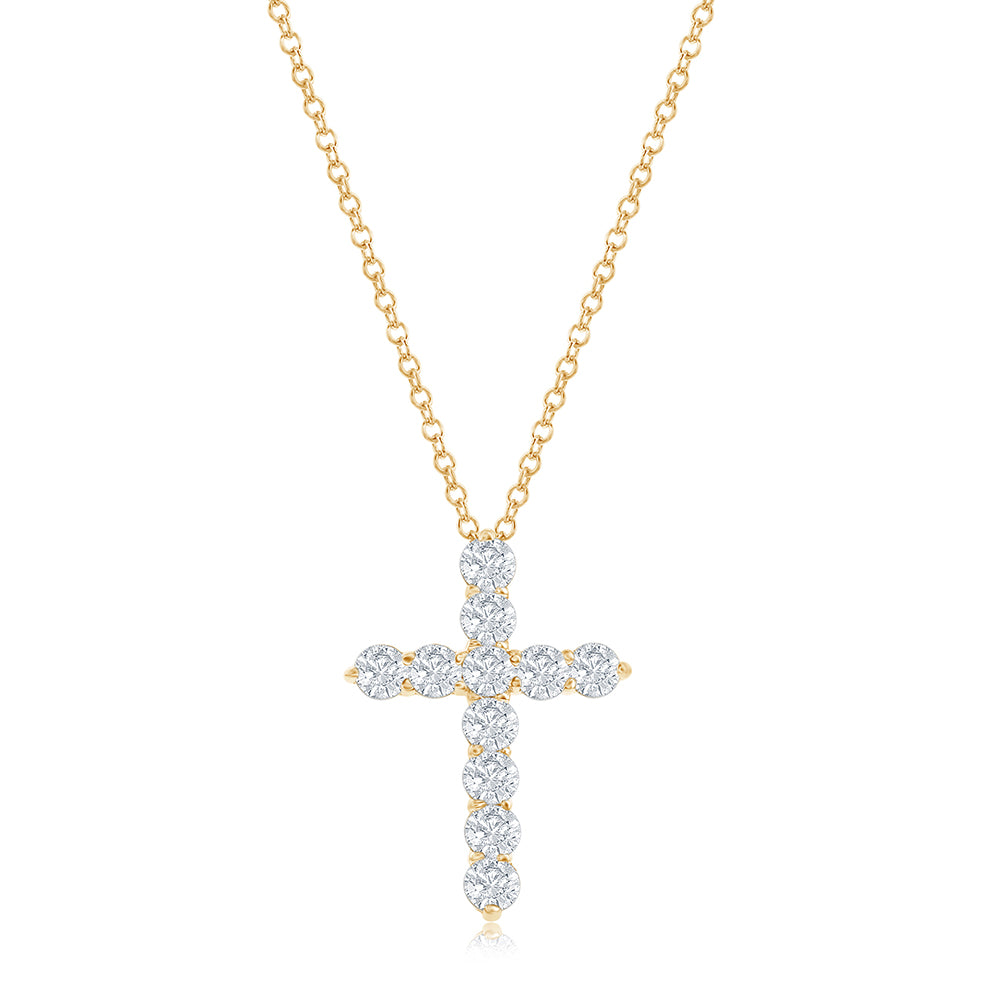 Yellow Gold and Diamond Cross Necklace | Marisa Perry
