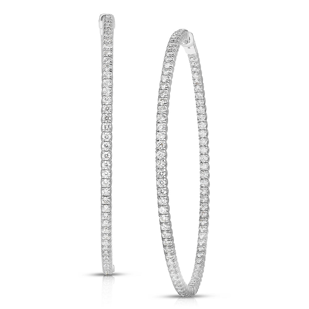5 Carat Diamond Hoop Earrings 14K White Gold