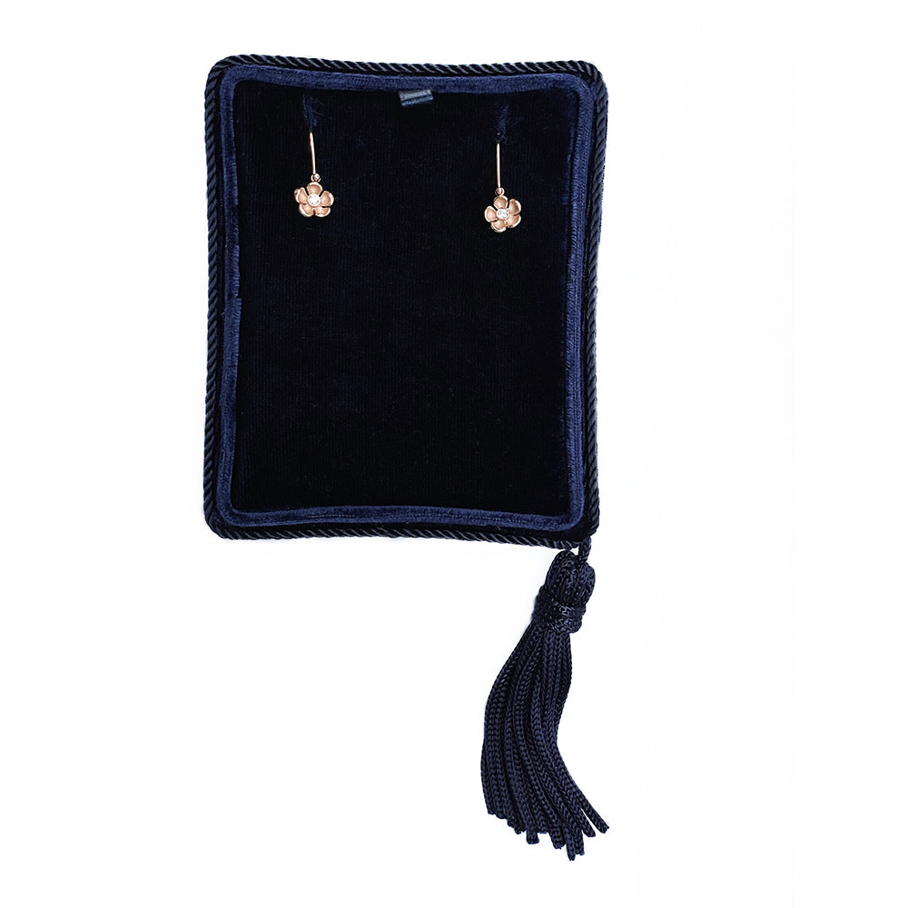 14k Rose Gold Diamond Five-Petal Flower Drop Earrings