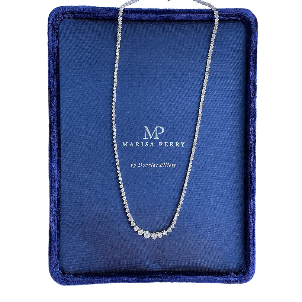 5 Carat Graduated Diamond Rivière Tennis Necklace in 14k White Gold